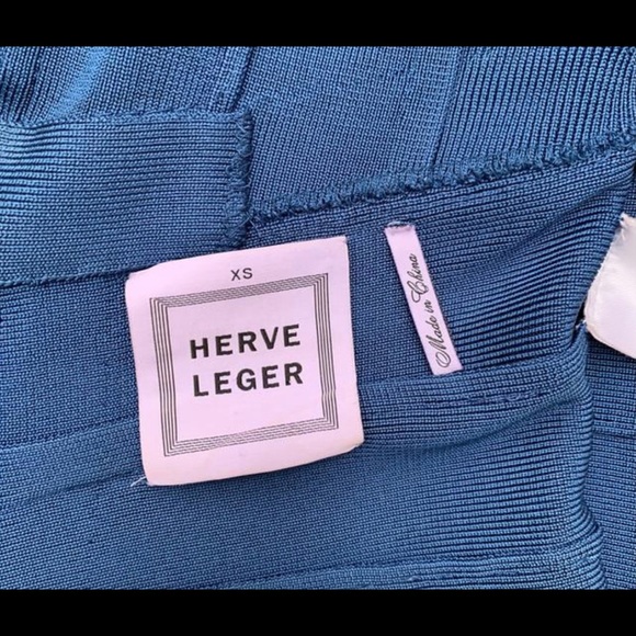 Herve Leger Blue Bandage Dress. V-neck. XS - NWT - Picture 7 of 9